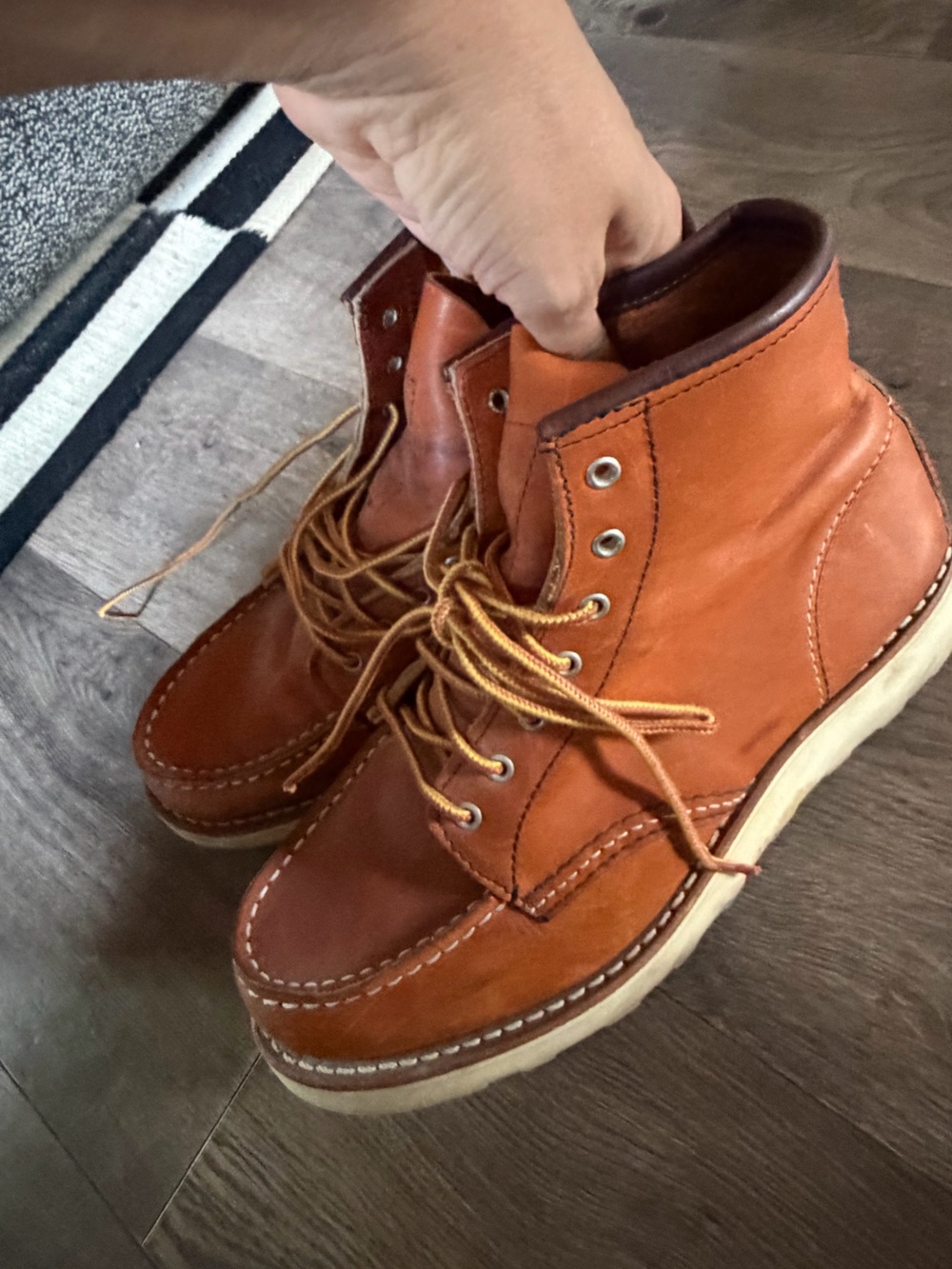 Women’s red wing original moc boots size 8 Leather Toe - Tan